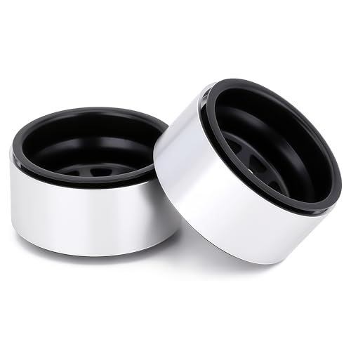 4PCS AMK 1.9 Steel Beadlock Wheels with 12mm Hex & -8.9mm Offset Wheel Rims for 1/10 RC Rock Crawler TRX4 TRX6 SCX10 CAPRA-10 Redcat Gen8 1.9 Wheels Upgrade (Black) - color: Black
