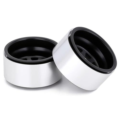 4PCS AMK 1.9 Steel Beadlock Wheels with 12mm Hex & -8.9mm Offset Wheel Rims for 1/10 RC Rock Crawler TRX4 TRX6 SCX10 CAPRA-10 Redcat Gen8 1.9 Wheels Upgrade (Black) - color: Black