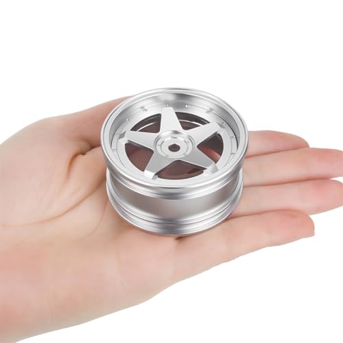 4pcs RC 1/10 Aluminum On Road Wheel Rims Hex 12mm Adjustable Offset for 1:10 RC On Road Drift Touring Street Car (Silver & Gold) - color: Silver & Gold