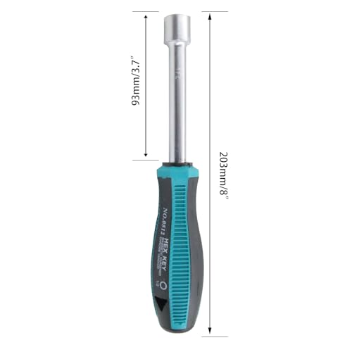 1/2 Inch Non-Magnetic Tip Six Point Hex Nut Driver with 3.7-Inch Round Shaft, Non-Slip Cushion-Grip Handle 2pcs - size: 1/2inch