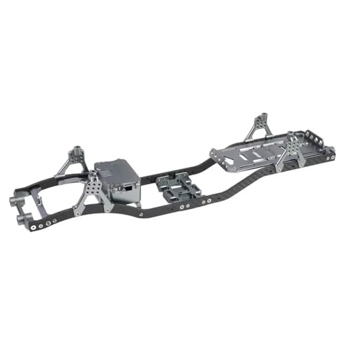 RC car Components Compatible with SCX10 1/10 RC Crawler Car Parts Carbon Fiber Pattern Rails Brace Skid Plate Adjustable Shock Mount Box Battery Tray(Gray) - color: Gray