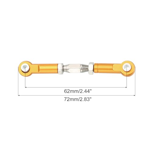 MECCANIXITY 4 Pcs Steering Servo Turnbuckle Rod RC Aluminum Alloy Linkages for HSP 1/10 94123 On-Road RC Car (Gold Tone, 62mm) - color: Gold Tone, size: 62mm