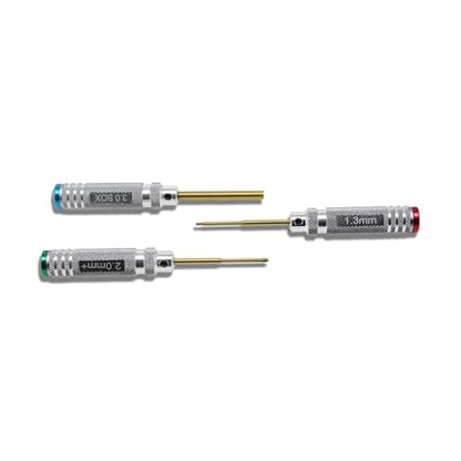 RC Mini Tool Set Compatible with Axial SCX30 1/30 RC Crawler | 1.3mm Hex,2.0 Phillips Screwdriver, Mini Box Nut Wrench, Gold Titanium Coated Tips,RC Car Upgrade Repair Maintenance