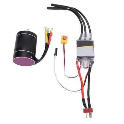 RC Brushless Motor ESC Combo, CNC Aluminum Heatsink 4300KV Motor with 75A ESC, 2S to 3S for 1 10 RC Cars Boats Trucks Racing Hobby Users