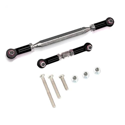 RC Car Rod Linkage Compatible with MN D90 D99 FJ-45 1/12 RC Car Crawler Metal Adjustable Steering Linkage Servo Link Pull Rod Turnbuckle(Black) - color: Black