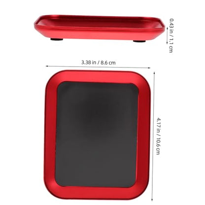 Abaodam Magnetic Rc Screw Tray Aluminum Alloy Screw Storage Plate with Red Metal Bowl for Model Aircraft and Car Parts Repair, 2pcs Set