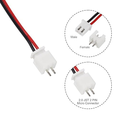 Alinan 20pcs JST-XH2.54mm 2 Pin Connector Kit, Included 10pcs Mini 2 Pin 24AWG Female Connector Plug with 150mm Cable Wire and 10pcs Micro 2Pin Male Connector Plug - color: 2Pin 24AWG 150mm Cable