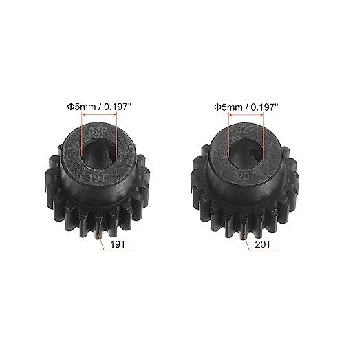HARFINGTON 32P Hardened Pinion Motor Gear Set 2pcs 19T 20T Fit 5mm RC Motor Shaft 0.8 Metric Pitch 32 Pitch Gears for RC Car, with Hex Key - style: 19T 20T
