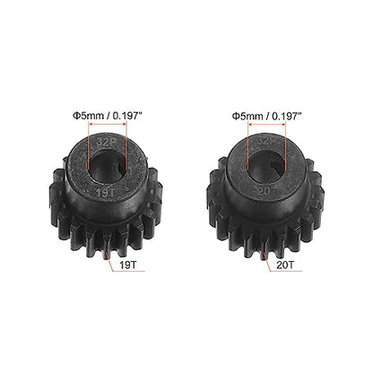 HARFINGTON 32P Hardened Pinion Motor Gear Set 2pcs 19T 20T Fit 5mm RC Motor Shaft 0.8 Metric Pitch 32 Pitch Gears for RC Car, with Hex Key - style: 19T 20T