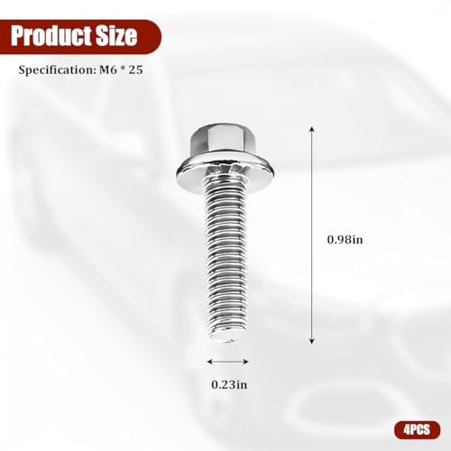 4 Pack M6 x 25mm Stainless Steel Ignition Coil Mounting Bolts | pitch and head check, washer seat, blind-hole depth check, hand-start setup, service-manual torque, auto repair accessory - size: M6*25