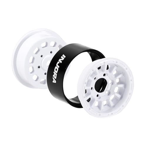 INJORA 1.0" Aluminum Beadlock Wheels 0mm Offset for 1/18 1/24 RC Crawler Upgrade, W1056(White) - color: White
