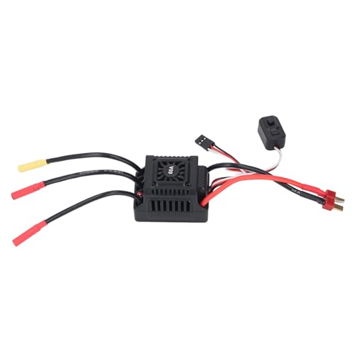 Brushless RC ESC Water Proof Electronic Speed Controller for 1/10 1/12 1/14 1/16 RC Cars, 2 to 3S Lipo Battery Compatible, High Performance, Easy Installation (60A)