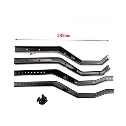 Rc Chassis For Axial For Scx10 III Metal Chassis Frame Rails Adjustable Wheelbase Kit 4PCS Set Rc Car Parts Accessories Upgrades Replacement Repair(Black) - color: Black