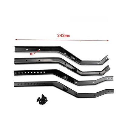 Rc Chassis For Axial For Scx10 III Metal Chassis Frame Rails Adjustable Wheelbase Kit 4PCS Set Rc Car Parts Accessories Upgrades Replacement Repair(Black) - color: Black