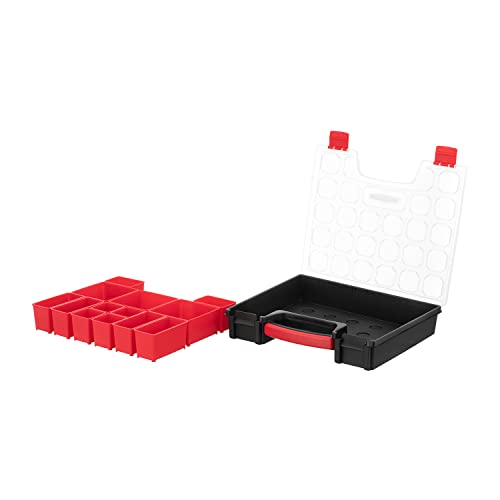 INTERTOOL Hardware Organizer with 13 Removable Bins - Small Parts Storage Tool Box for Nuts, Bolts, Screws, Nails - Portable Handle Transparent Lid with Locks BX08-4031 - style: 13 Removeable Bins