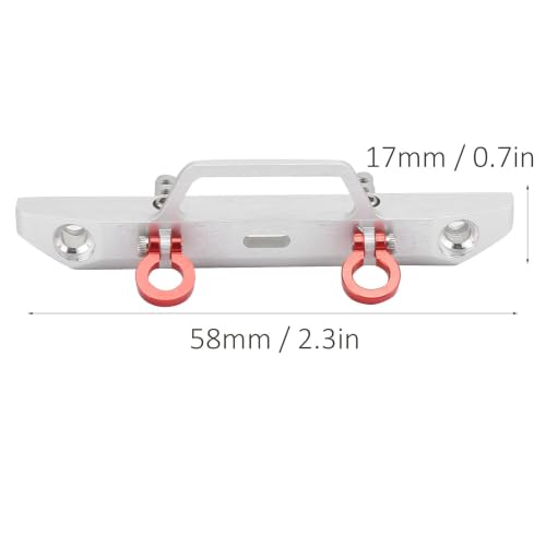 1/24 RC Car Front Bumper, Aluminum Alloy Metal Bumper Upgrade Parts Accessories with 2 Screw for SCX24 90081 RC Crawler Car (Silver) - color: Silver