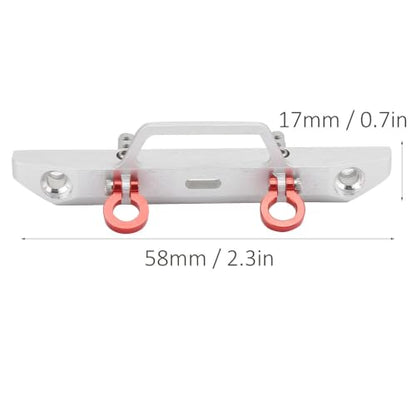 1/24 RC Car Front Bumper, Aluminum Alloy Metal Bumper Upgrade Parts Accessories with 2 Screw for SCX24 90081 RC Crawler Car (Silver) - color: Silver