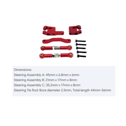Vehicle Steering Rod Rc Steering Rod Tie Rod Turnbuckle Link Aluminum Metal Adjustable Design Improved Handling Control Suitable for 1 18 18208 Model Rc Practice Driving Backyard Runs, Red - color: Red