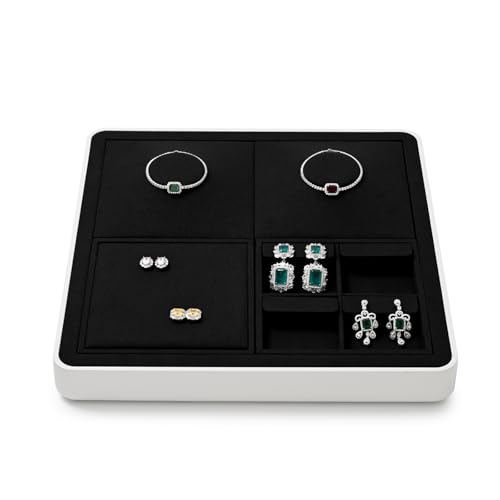 Oirlv Black Microfiber Jewelry Display Tray | Soft Black Microfiber Material, Modular Design Accepts Inserts, Perfect for Professional Showcases,Modular Organizer Base - style: P13725