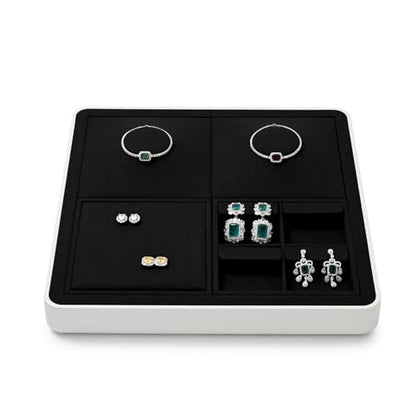 Oirlv Black Microfiber Jewelry Display Tray | Soft Black Microfiber Material, Modular Design Accepts Inserts, Perfect for Professional Showcases,Modular Organizer Base - style: P13725