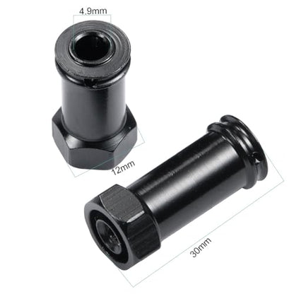 4Pcs/Set Aluminum 12mm Wheel Hex Hub Adapters 25mm/30mm Extension Hex Drive Adapter Combiner Compatible with 1/10 RC Crawler Axial SCX10 Wraith Upgrades (Black - 30mm Offset Extension) - color: Black - 30mm Offset Extension