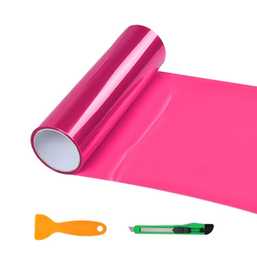 Car Headlight Tint Film, 12×48 Inch Vinyl Vehicle Tail Light Wrap Film Roll with Squeegee & Cutter, Waterproof Vinyl Tinted Sticker for Headlights Fog Lights Tail Lights (Pink) - color: Pink