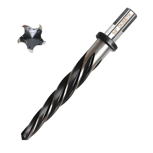 5/8” Bridge Construction Reamer Drill Bit, M2 HSS Taper Chucking Reamer for Steel Alloy Metal Wood Plastic, 1/2" Non-Slip Shank, 5-Spiral Flutes Car Reamer, to Align or Enlarge Holes, 16mm - size: 5/8”