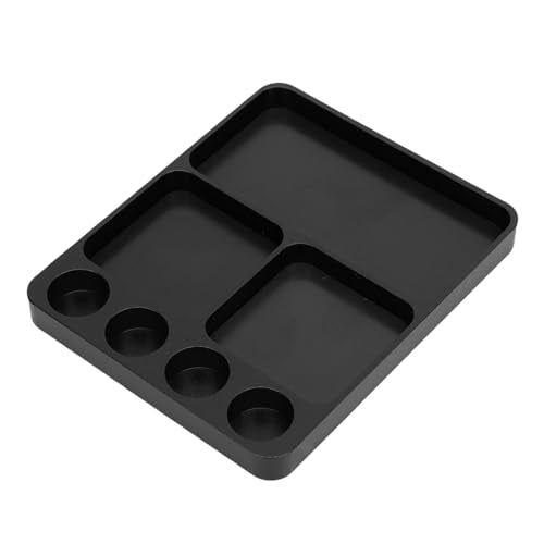 Metal RC Screw Tray, Aluminum Alloy Magnetic Screw Holder Plate for RC Model Toy Repair, with Magnetic Pad Organizer for 1/10 Car Boat Plane (Black)