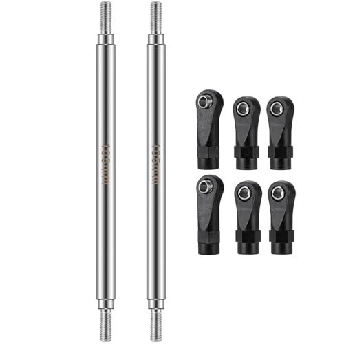 2Pcs Stainless Steel Link Rod Linkage Plastic Link Rod End，105mm | 55mm-155mm，Upgrade Parts，For Axial 1/10 SCX10 TRX4，RC Crawler Car - style: 105mm
