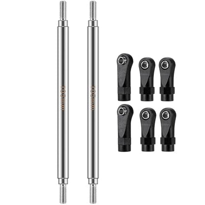 2Pcs Stainless Steel Link Rod Linkage Plastic Link Rod End，105mm | 55mm-155mm，Upgrade Parts，For Axial 1/10 SCX10 TRX4，RC Crawler Car - style: 105mm