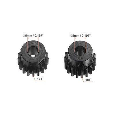 HARFINGTON 32P Hardened Pinion Motor Gear Set 2pcs 17T 18T Fit 5mm RC Motor Shaft 0.8 Metric Pitch 32 Pitch Gears for RC Car, with Hex Key - style: 17T 18T