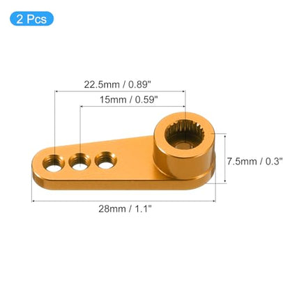 MECCANIXITY Aluminum Alloy 25T Steering Servo Single Arm Horn Gold for DIY RC Car/Boat/Airplane Boat Accessories 2 Pcs - color: Gold