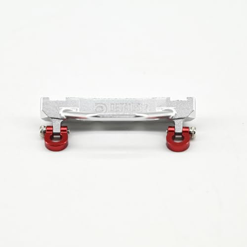 Details RC Aluminum Alloy Front Bumper with Red Shackles for Axial SCX30 Jeep Wrangler, 1/30 Scale RC Car Upgrade Part (Sliver) - color: Sliver