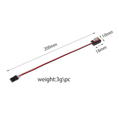 2pcs JR Style Servo Connector Cable 1 Male to 4 Female Y Harness Leads Splitter Lead Wire 3 Pin JR Plug 4-in-1 for RC Cars Airplane Helicopter Drone Receiver Fan Extender Wire ﻿ (2pcs)