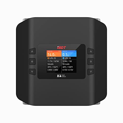 ISDT K4 Dual Lipo Battery Charger Discharger 1~8S RC Battery Charger AC 400W DC 600Wx2 for Life,Lilon/Hv,Pb,NiMH/Cd Battery Balance Charger Smart Charger