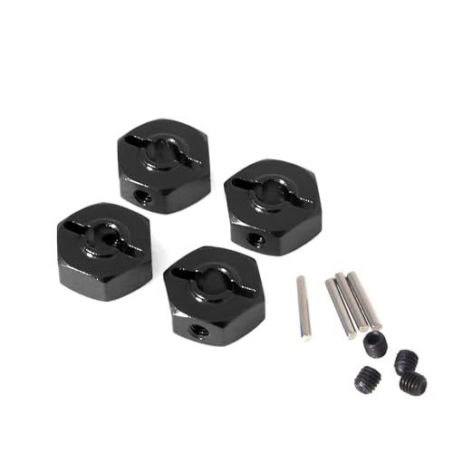 Aluminum 12mm Hex Adapter RC Upgraded Parts for LOSI 1/18 Mini LMT 4X4 Brushed Monster Truck RTR-LOS01026 RC Car, Black - color: Black Hex Adapter