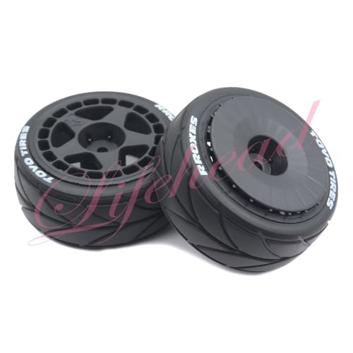 Lifehead 65mm On Road Rubber Tires& Wheels Rims 12mm Hex Hub for HPI Ken Block's Tamiya XV01 TT01 TT02B Kyosho FAZER MK2 Lc Racing PTG HSP RGT RC 3RACING D5 1/10 RC Rally Car - color: Black 1