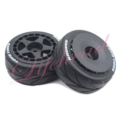 Lifehead 65mm On Road Rubber Tires& Wheels Rims 12mm Hex Hub for HPI Ken Block's Tamiya XV01 TT01 TT02B Kyosho FAZER MK2 Lc Racing PTG HSP RGT RC 3RACING D5 1/10 RC Rally Car - color: Black 1