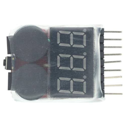 Bbx1-8S with Case-1-8S Bbx1-8S 2In1 Lipo Batteiry Voltage Tester Low Voltage Buzzer Alarm Batteiry Voltage Checker Dual Speakers for Lipo/Li-Ion