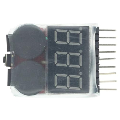 Bbx1-8S with Case-1-8S Bbx1-8S 2In1 Lipo Batteiry Voltage Tester Low Voltage Buzzer Alarm Batteiry Voltage Checker Dual Speakers for Lipo/Li-Ion