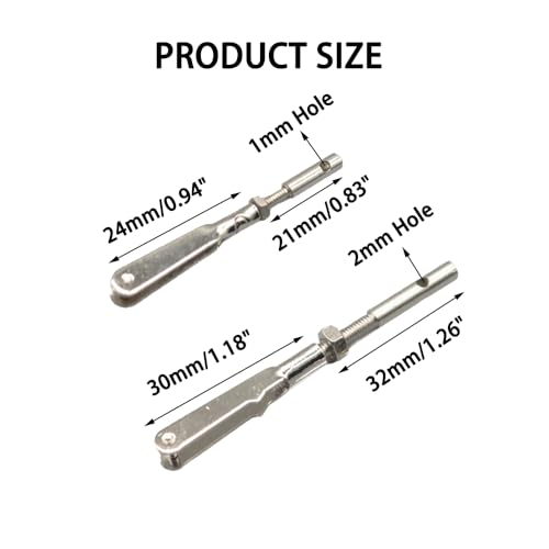 4PCS RC Airplane Metal Clevis with Connecting Rod Push Rod Shaft and Nuts for DIY RC Plane Fixed Wing Parts Model Plane Aircraft Connection Accessories (M3 Thread)