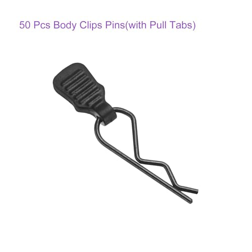 DMiotech 50Pcs Body Clips Pins with Pull Tabs, Black Universal RC Cars Parts Shell Replacement Parts for 1/24 1/28 1/36 Scale RC Car