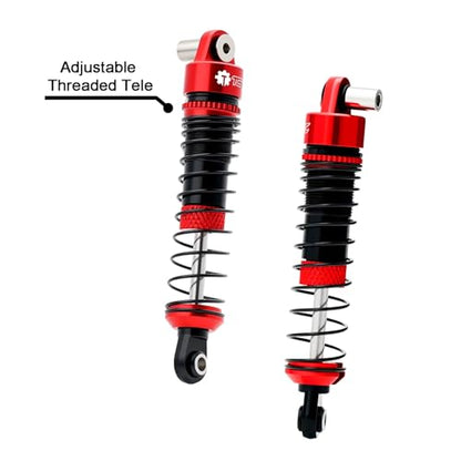 4PCS Aluminum RC Oil-Filled Shock Absorber Damper Set Replaceable Linear Rate Springs & Progressive Rate Springs for HPI Venture18 1/18 RC Crawler Upgrade,Red