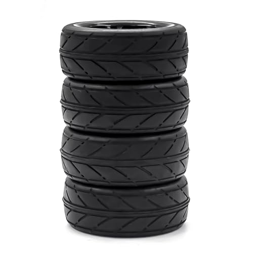 RC Car Parts Compatible with HSP for Tamiya for TT01 for TT02 Drift for Rally Car 4pcs Hard Plastic 1/10 On-Road Solid Wheels and Tires 12mm Hex