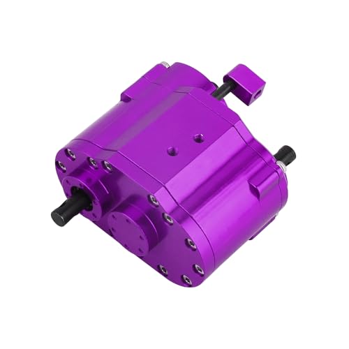 2 Speeds Transfer Case Gearbox Dual Speed Transmission Box 46x53x32mm for Axial SCX10 RC4WD D90 1/10 RC Crawler Upgrade Parts (Purple) - color: Purple