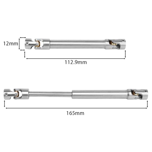 Universal Joint Stainless Steel Drive Shaft for 1/10 RC Crawler TRX4 TRX6 Axial SCX10 II RBX10 RR10 Wraith Capra D90 Redcat GEN8 (M+M)