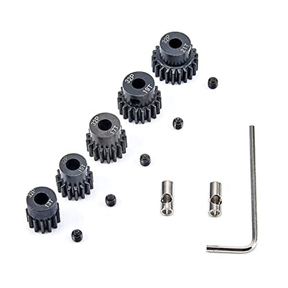 RC Pinion Gear 32P 5mm Hardened Metal Pinion Motor Gear Set | 13T 15T 17T 19T 21T with 3.175mm Coupler for 1/8 RC Car