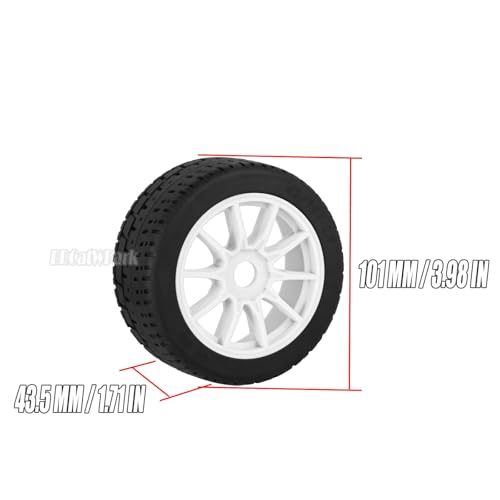 RC Highway Tires Wheel for 1/8 Typhon 6s BLX,1/7 Infraction 6S BLX/Limitless,RC Drift Off Road Buggy Rally Truck Wheels and Tires,4PCS RC High Speed Wheel Highway Rubber Tires,White - color: White - (4pcs High Speed Wheel)