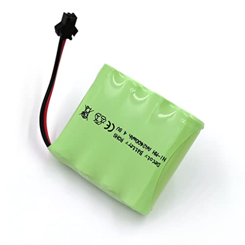4.8v Battery Pack, 2400mAh NiMH AA Rechargeable RC Battery with Charge Cable, SM 2P Plug for Trucks 1:18, 1:16, 1:14, Remote Control Car, RC 4x4 Trucks