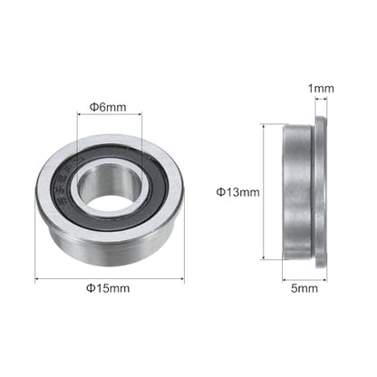 uxcell F686-2RS Flanged Ball Bearing 6x13x5mm Double Sealed Chrome Steel Flange Bearings, 10pcs - size: F686-2RS